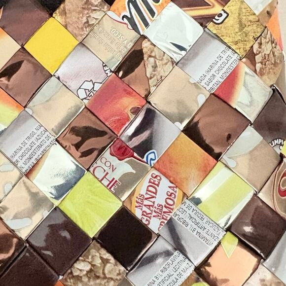 Upcycled Candy Wrapper Woven Crossbody Shoulder Bag Multicolor Eco Friendly Fall - Picture 6 of 7